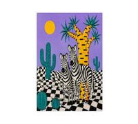 Cactus Pop Zèbre Tableau sur Toile, Paysage désertique Coin Lecture