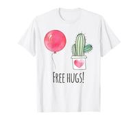 Cactus Shirt Free Hugs Balloon Heart Succulent Cactus T-Shirt