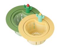 Cactus Sink Strainer Basket, Cute Kitchen Sink Drain Strainer for Food Scraps & Hair, Easy Clean Sink Filter Basket for Kitchen & Bathroom (Yellow+Green)