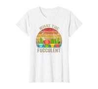 Cactus Succulents Plants Gardening Retro What The Fucculent T-Shirt, Femme, Blanc, M