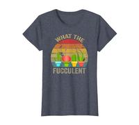Cactus Succulents Plants Gardening Retro What The Fucculent T-Shirt, Femme, Bleu Chiné, S