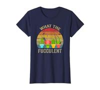 Cactus Succulents Plants Gardening Retro What The Fucculent T-Shirt, Femme, Bleu Marine, 3XL