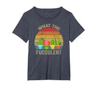 Cactus Succulents Plants Gardening Retro What The Fucculent T-Shirt, Femme Grandes Tailles, Bleu Chiné, 1X