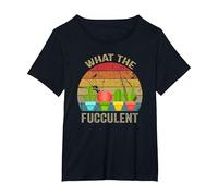 Cactus Succulents Plants Gardening Retro What The Fucculent T-Shirt, Femme Grandes Tailles, Noir, 6X