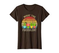 Cactus Succulents Plants Gardening Retro What The Fucculent T-Shirt, Femme, Marron, 3XL