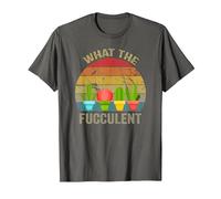 Cactus Succulents Plants Gardening Retro What The Fucculent T-Shirt, Homme, Asphalte, XXL