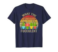 Cactus Succulents Plants Gardening Retro What The Fucculent T-Shirt, Homme, Bleu Marine, S