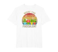 Cactus Succulents Plants Gardening Retro What The Fucculent T-Shirt, Homme Grandes Tailles, Blanc, 4X Tall