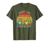 Cactus Succulents Plants Gardening Retro What The Fucculent T-Shirt, Homme, Olive, M
