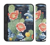 Cactus Summer Lot de 2 housses de ceinture de sécurité pour voiture Noir/vert