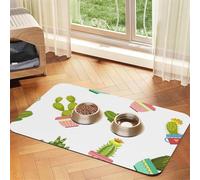 Cactuses Succulents in Flower Pots,Waterproof Pet Feeding Mat,PU Leather Placemats for Cat Dog Water Bowl,Food Mats,40x60cm
