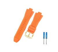 CACVGVMGTW Bracelet de montre Durable et sûr, 13x29mm, adapté à Michael Kors Mk8729 8184 9020, Interface convexe, personnalité sportive, bracelet de montre en caoutchouc de Silicone(Orange-Golden-K2)