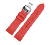 CACVGVMGTW Bracelet de montre en silicone for homme, compatible avec Seiko No. 5, Tissot, Rolex, luxe, plongée en caoutchouc, Mido, Longines, Citizen Watch Band 20 mm 22 mm(Red-Steel-B1,22mm)