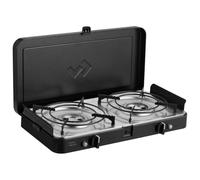 CADAC 2 Cook 3 Turbo Stove 30mBar - Réchaud à Gaz 2 Brûleurs avec Allumage Piézo & Sécurité FFD, Pour Intérieur/Extérieur, Supports & Sac Inclus - Barbecue de Table Noir