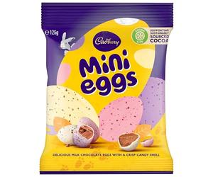 Cadbury Sac de Mini Oeufs en Chocolat 80g - Mini œufs en chocolat au lait solide dans une coquille de sucre croquante. Formes de Pâques.