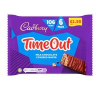 Cadbury Timeout Lot de 6 paquets de 13 gaufrettes recouvertes de chocolat au lait