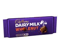 Cadbury Whole Nut, Dairy Milk Chocolat - Chocolat au lait crémeux avec morceaux de noisettes entières - délicieux bonbons au goût corsé - Noix entière, 1 x 180 g