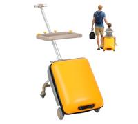 cadciehe Bagage extensible avec roues rotatives, valise pour maman avec siège, bagage rigide pour enfant avec garde-corps, bagage à main de 50,8 cm pour voyage, jaune, 1 Set