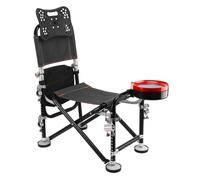 cadciehe Chaise de pêche pliante, 13 vitesses, hauteur réglable de 21 cm, avec dossier et support de canne, siège de pêche portable pour adultes, noir