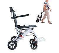 cadciehe Fauteuil roulant de voyage portable, pliable et léger (8,2 kg) pour adultes et personnes âgées, fauteuil roulant de transport en aluminium de 90,7 kg pour personnes âgées, blanc