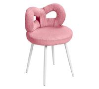 Cadciehe Tabouret de coiffeuse avec dossier en nœud - Chaise de bureau avec dossier pour femmes et filles - Chaise de maquillage - Pieds réglables - Siège de coiffeuse sans accoudoirs
