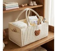 Caddie à couches, panier matelassé portable avec séparateurs et poignées amovibles pour chambre d'enfant, panier de rangement pour couches, lingettes, jouets, essentiels pour bébé, blanc, sac à couch