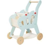 Le Toy Van - TV316 - Einkaufswagen-Lernspiel aus Holz, Kinder AB 2 Jahren, Montessori-Spiel, ökologisch, 2 Innenfächer, unteres Stoffregal, 1 Einkaufstasche und 1 Tafel im Lieferumfang enthalten