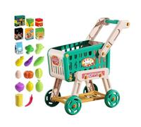 Caddie Enfant Éducatifs d'Imitation, Nourriture Factice pour Enfant | Set Chariot De Courses Cuisine Activités d'Apprentissage Préscolaire Jeux Interactifs Filles Cadeau Anniversaire Noël Fête