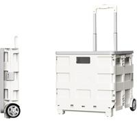 Caddie Pliable avec Couvercle, Roue rotative à 360 ° silencieuse et résistante à l'usure, Panier Multifonctionnel de Grande capacité pour Le Stockage des Achats et l'util(Size:45L,Color:2 Wheel White)