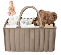Caddy à couches pour bébé 15x10x7 Organisateur de caddie à couches en feutre avec séparateurs amovibles et poignée de levage pour lingettes, vêtements et jouets, nouvelle maman