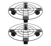 Caddy Pour - Chariot Rond En Métal, Support Roulant, Chariot De Jardin Mobile, Base De Jardinière Noire, De Roue Verrouillable, Supports Pour Succulentes | Support De Fleurs D'i