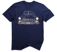 Caddy Series 62 1949 Retro Gangster Sedan Art Tee (2XL, Navy)