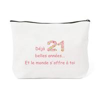 Cadeau 21 Ans Anniversaire Femme Femme Original,Cadeaux de Noël Femmes,21e Anniversaire pour Fille,Garcon,Sœur,Petite Amie,Famille,Frere,Collègue Copain,Trousse de Maquillage