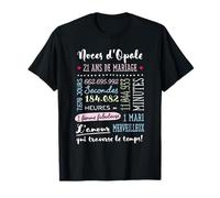 Cadeau 21 ans de mariage pour couple - Noces d'Opale T-Shirt