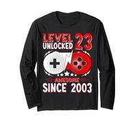 Cadeau 23 Anniversaire 23 Ans Gamer Niveau 23 Débloqué 2003 Manche Longue