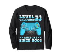 Cadeau 23 Anniversaire 23 Ans Gamer Niveau 23 Débloqué 2003 Manche Longue