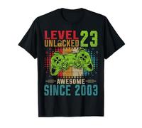 Cadeau 23 Anniversaire 23 Ans Gamer Niveau 23 Débloqué 2003 T-Shirt