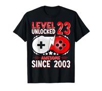 Cadeau 23 Anniversaire 23 Ans Gamer Niveau 23 Débloqué 2003 T-Shirt