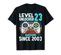 Cadeau 23 Anniversaire 23 Ans Gamer Niveau 23 Débloqué 2003 T-Shirt