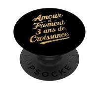 Cadeau 3 Ans Anniversaire de Mariage Noces de froment PopSockets PopGrip Adhésif