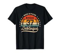 Cadeau 37 Ans de Mariage Noces de Papier Niveau 37 Débloqué T-Shirt
