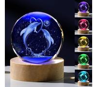 Cadeau 3D en forme de dauphin pour femme - Boule de cristaux de 60 mm - Figurines de dauphin décoratives en verre - Presse-papier d'anniversaire souvenir
