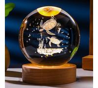 Cadeau 3D tortue de mer pour femme - Boule de cristal - Figurines décoratives en verre - Figurine de chat pour chambre d'anniversaire pour meilleure amie, amoureuse, presse-papier souvenir