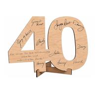 Cadeau 40 ans de mariage en bois avec support Décoration anniversaire 40 ans élégante Carte anniversaire 40 ans souvenir à signer Decoration anniversaire 40 ans pour femme idée cadeau 40 ans femme