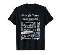 Cadeau 44 ans de mariage pour couple - Noces de Topaze T-Shirt