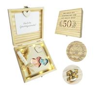 Cadeau 50 ans de mariage,Cadeau d'anniversaire en bois avec éclairage LED | Associé à des fleurs séchées, carte de vœux,pour les 30e, 40e,50e et 60e anniversaires ainsi que pour Anniversaire de mariage