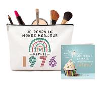 Cadeau 50 Ans Femme, Trousse de Maquillage Exquise & Carte de Bénédiction - Idée Cadeau 50 Ans Anniversaire Femme, Parfait pour Maman, Épouse, Amie ou Sœur