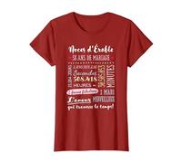 Cadeau 58 Ans de Mariage pour Couple - Noces d'Érable T-Shirt, Femme, Canneberge, L