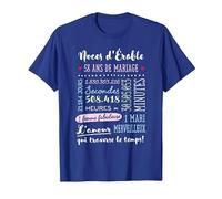 Cadeau 58 Ans de Mariage pour Couple - Noces d'Érable T-Shirt, Homme, Bleu Royal, 3XL