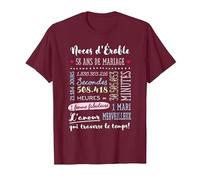 Cadeau 58 Ans de Mariage pour Couple - Noces d'Érable T-Shirt, Homme, Marron, 3XL